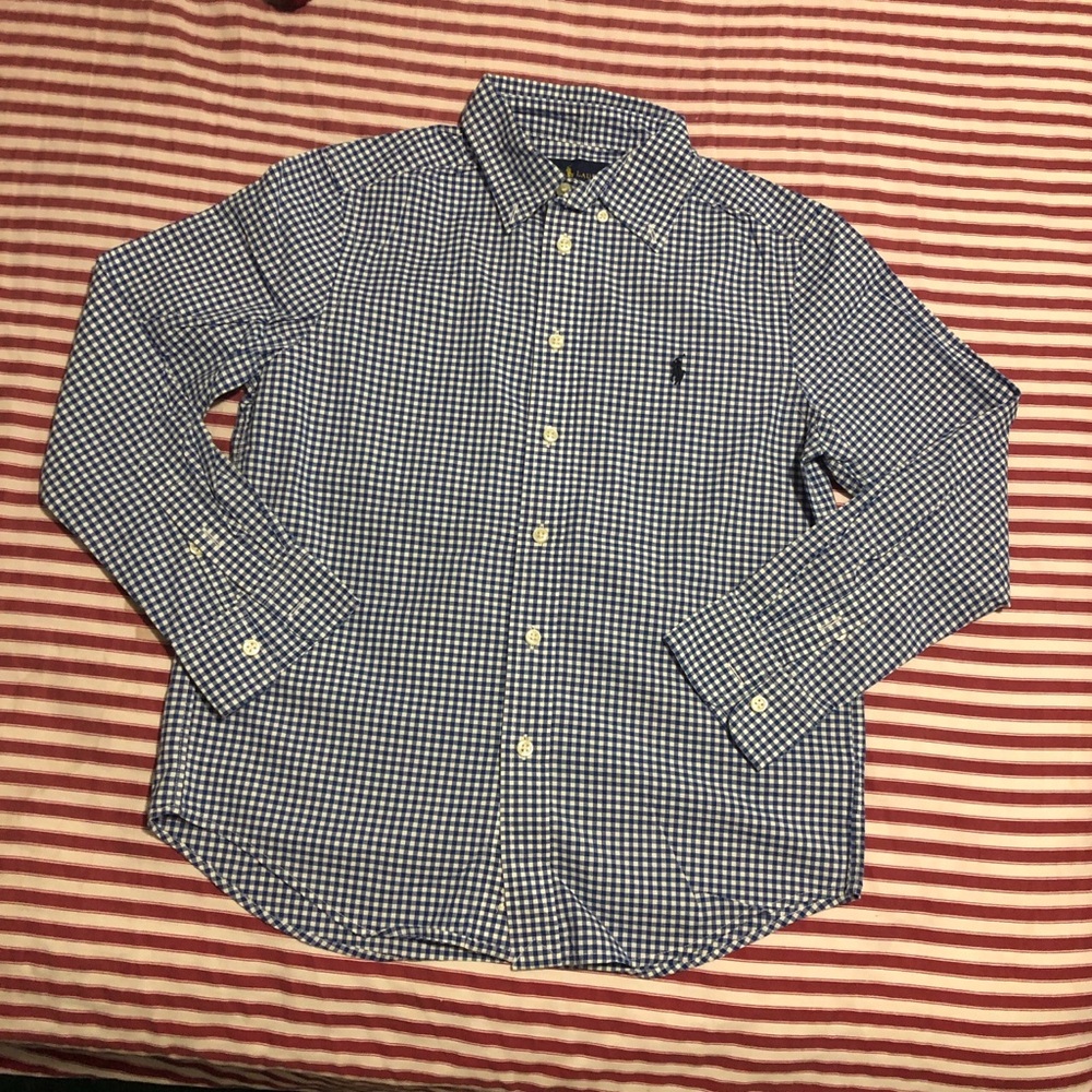 Ralph Lauren Navy and White Gingham Button-Down Shirt